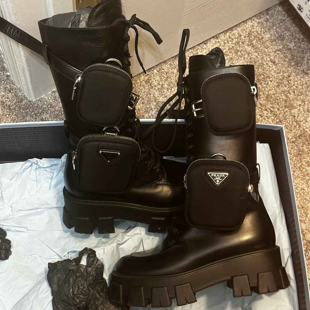 Prada combat boots